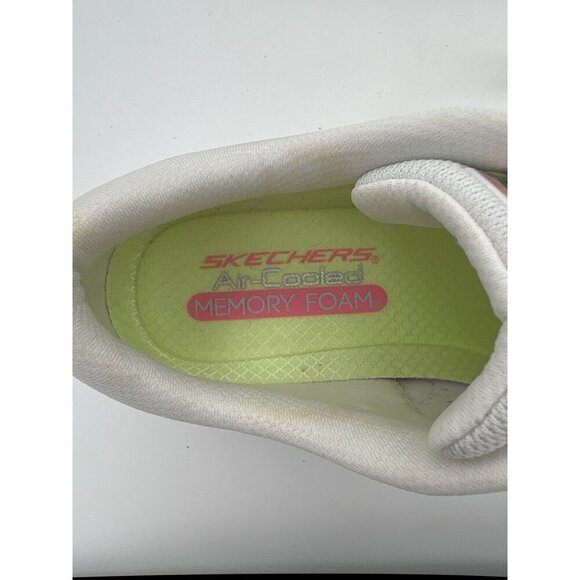 Skechers Womens Air-Cooled Memory Foam Athletic Shoes Size 7.5 White & Neon - Picture 6 of 7